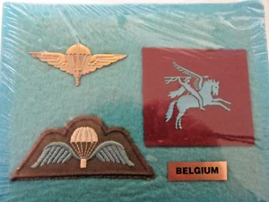 Belqium Parachute Cloth/Metal Badge with Pegasus Patch Plaque Lot (3 Badges) - Picture 1 of 1