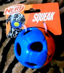 Nerf Dog Squeak Ball - Blue and Orange med large Dog ea. 3 in. New - Picture 1 of 2