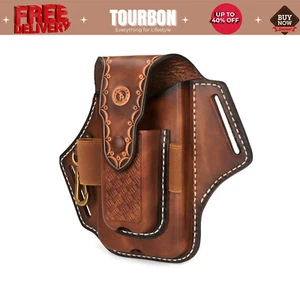 Tourbon Leder EDC Multitool Tragescheide Gürtelholster Stifttasche Handyhülle - Bild 1 von 24