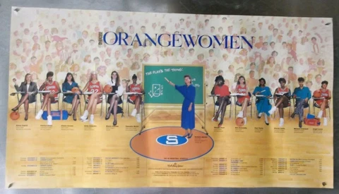 1991-1992 SYRACUSE ORANGEWOMEN Basketball Team and Schedule 19 1/2 x 36 Cover