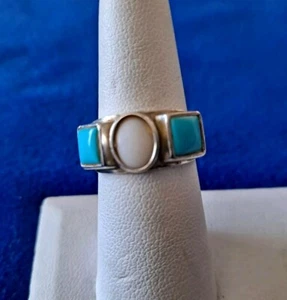 Sterling Silver Ring, Jay King DTR, SB Turguoise, MOP - Picture 1 of 4