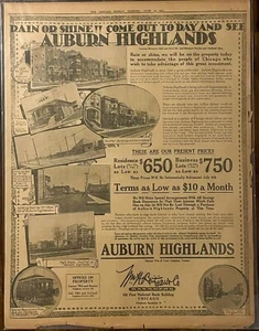 1916 Newspaper Page - Full Page Chicago Illinois Auburn Highlands Real Estate Ad - Picture 1 of 1
