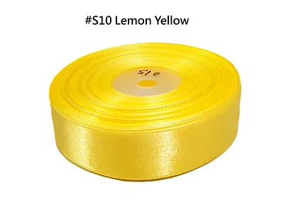 1 inch 25mm wide - 33 yds / Roll Lemon Yellow Satin Ribbon Trim Single Faced S10 - Image 1 of 4