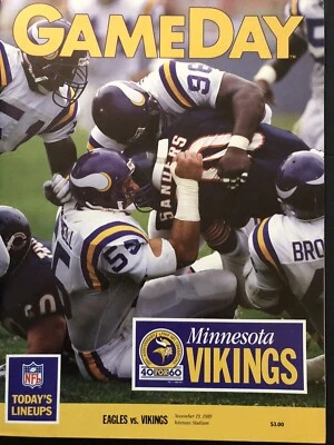 Game Day Philadelphia Eagles vs Minnesota Vikings 11/19/1989 Program - Image 1 of 3