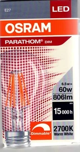 Osram LED Birnenlampe Parathom Classic 8,5W (75W) E27 827 320° DIM matt - Bild 1 von 1