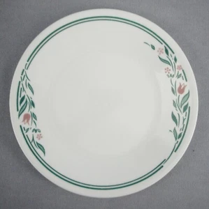 Plato de tulipán Corelle Corning romero pan sándwich postre verde rosa 6,75 in - Imagen 1 de 5