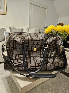 Vintage Diane Von Furstenberg DVF Classic Logo Travel Overnight Bag Brown - Picture 1 of 20