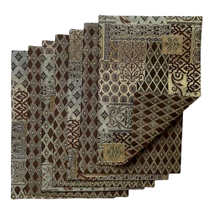 Formelles Esszimmer Tischset 7er Set Chenille Wendebraun Türkis Gold 13 x 19 - Bild 1 von 10
