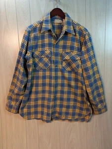 LL Bean Freeport Maine Flannel Shirt Plaid Yellow Button Up Men’s Size 17 Long - Picture 1 of 8