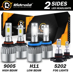 For Chevy Silverado 1500 2500 HD 2007-2015 6000K LED Headlights + Fog Bulbs Kit - Picture 1 of 12