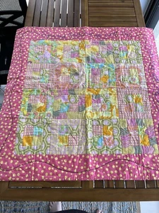 Baby Girl Patchwork Quilt Throw Sugar Spice Pink Blue Amy Butler Fabric Handmade - Picture 1 of 10