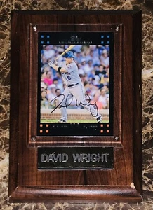 David Wright Autographed New York Mets Topps MLB Card Mounted On Wood Plaque - Picture 1 of 2