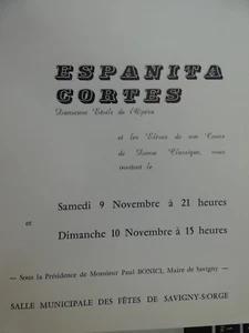 programme theatral savigny / orge espanita Cortez danseuse etoile opera nov 1971 - Foto 1 di 2