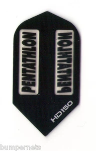 3 New Set of BLACK HD 150 Pentathlon Slim Dart Flights Steel or Soft Tip - Picture 1 of 1