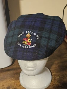 1993 Royal St. George Open Marlborough Wool Kangol Flat Cap Plaid Tartan M Flaw - Bild 1 von 8