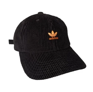 Adidas Hat Cap Womens Corduroy Original Relaxed Adjustable Fit Black NEW - Picture 1 of 13