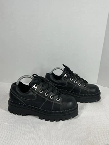 Vintage Route 66 90s Y2K Womens Size 9 Shoes Black Chunky Grunge Lug Oxford - Picture 1 of 22