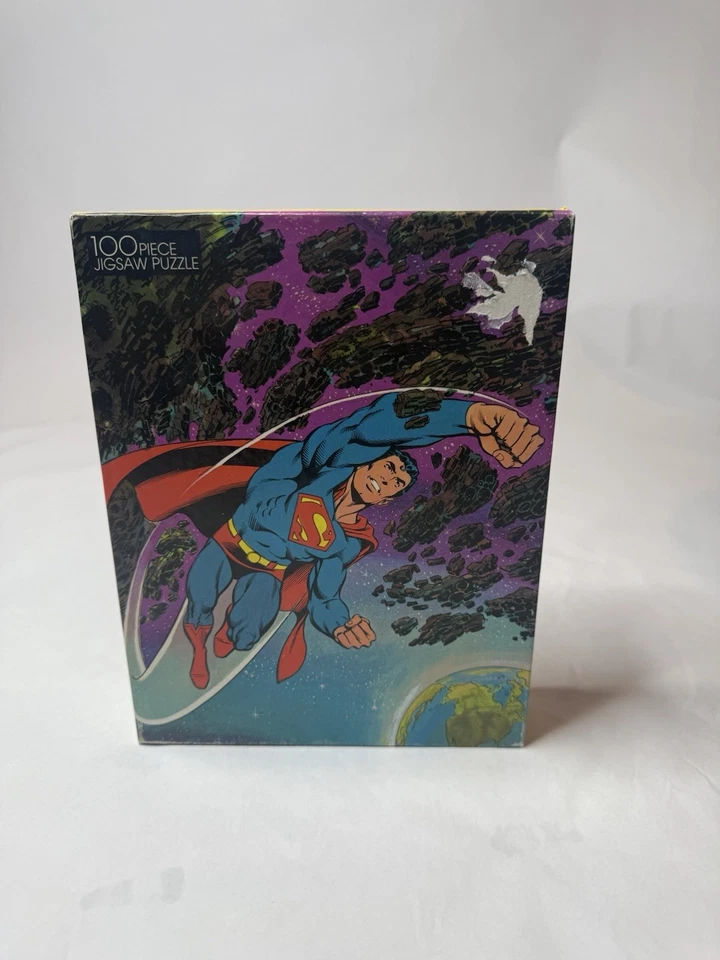 Quebra-cabeça vintage 1983 Superman 100 peças dourado NOS caixa lacrada - Imagem 1 de 4