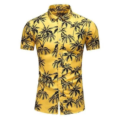 Para Hombres Manga Corta Top Verano Palmera Hawaiana Camisas Floral Camiseta Playa Foto 1 de 4