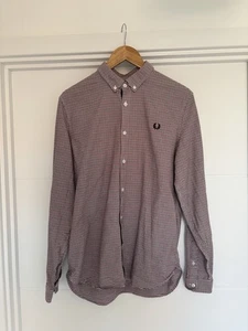Fred Perry Men's Long Sleeve Gingham Shirt Medium - Picture 1 of 4