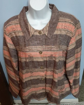 Christopher & Banks Women's Orange/Brown Long Sleeve 100% Linen Jacket  XL - Image 1 of 4