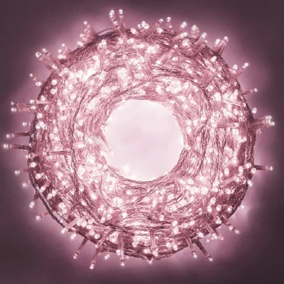 Catena Luminosa Rosa Natalizia a Led Da Interno E Da Esterno Luci per Albero Di  - Immagine 1 di 4