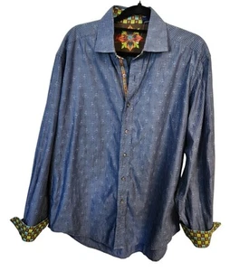 Robert Graham Men's Long Sleeve Flip Cuff Button Up Shirt Size XL EUC - Picture 1 of 8