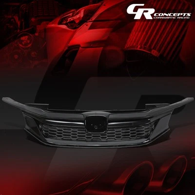 GLOSS 黑色前盖式上盖格栅/格栅适用于 16-17 本田 ACCORD SEDAN 第 9 代 — 第 1/4 张图片