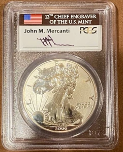 2006P- American Silver Eagle- PCGS- 20th Anniv Reverse PF70- John Mercanti - Picture 1 of 2