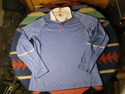 Robert Graham X 长袖衬衫男式 XL 蓝色 1/4 拉链剪裁合身聚酯纤维 — 第 1/4 张图片