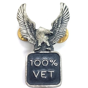 100 Prozent Tierarzt Adler Anstecknadel stolzer Veteran Militärdienst Freiheit amerikanisch Vintage - Bild 1 von 3