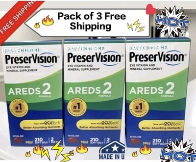 Pack de 3| Mini geles blandos de vitamina para ojos Preservación AREDS 2/210 unidades caducidad 2027 Foto 1 de 4