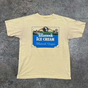 Vintage Tillamook Ice Cream Shirt Herren Large gelb Grafik Tee Oregon 90s - Bild 1 von 7