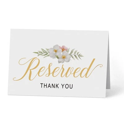 20 PCS 4x6 Inch Reserved Table Signs White and Gold Reserved Table Tent Card - Image 1 of 4