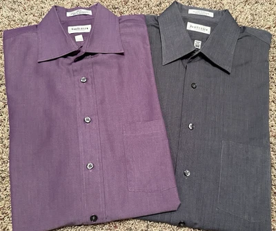 Lot Of 2 Van Heusen Faille End on End Mens Long Sleeve Dress Shirt 15 15.5 34-35 - Image 1 of 4