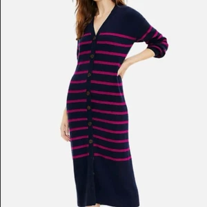 Ann Taylor Loft Damen gestreifter Cardigan Strick Pullover Kleid Gr. M - Bild 1 von 12