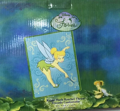СОВЕРШЕННО НОВЫЙ ОФИЦИАЛЬНЫЙ DISNEY TINKERBELL БРОСИТЬ РАЗМЕР АКРИЛОВЫЙ 40 X 50 ОДЕЯЛО - Изображение 1 из 2
