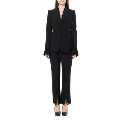 Alexander McQueen Lace-Trimmed Wool-Blend Crepe Blazer and Pants Suit Set 40 - Image 1 of 4