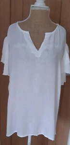 Together Ladies White Crinkle Look Ruffle Sleeve Blouse Top Size 14 USED - Picture 1 of 5
