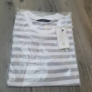 T-shirt MOLTO uomo in cotone - righe bianche grigie - GRANDE - Foto 1 di 4