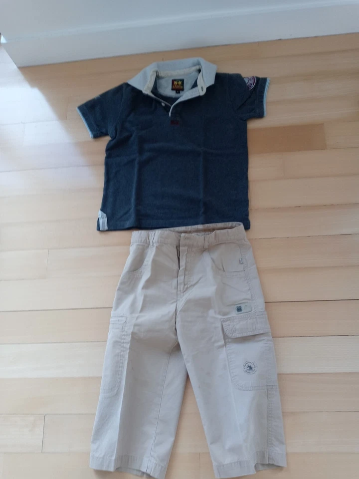 Хаки Jacadi мальчиков брюки размер 8 с поло верх, в отличном состоянии - Изображение 1 из 4