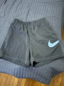 NIKE WOMEN’S High Rise Shorts Grey DM6752 254 S 100% Nylon Loose Fit Vintage - Picture 1 of 5