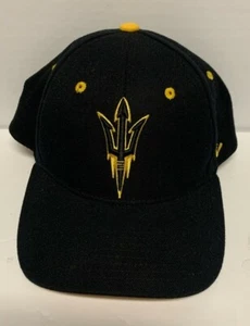 ASU Arizona State Sun Devils Black Zephyr Black Hat Cap Medium / Large - Picture 1 of 6