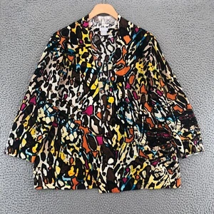 Chicos Sweater Womens 2 US Large Brown Multi Perfect Layer Cardigan Open Front - Foto 1 di 10