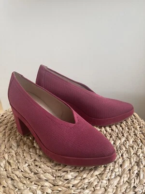 Bomba de tacón bloque tejido elástico Eileen Fisher Signy, borgoña, talla 9 NUEVO Foto 1 de 4