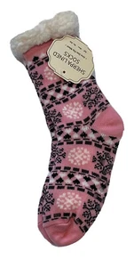 Women's Sherpa Lined Socks Pink Thick Fuzzy Soft Warm Non Slip - Picture 1 of 8