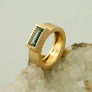 Design Ring Aquamarin 750 Gelbgold mattiert ca. 2,50 ct. RW 53 - Bild 1 von 10