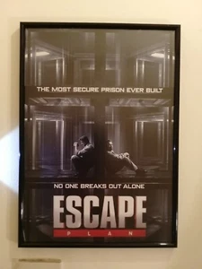 VINTAGE "Escape Plan" A3 Framed Wall Canvas Film Fine Art Poster 2013 - Picture 1 of 8