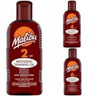 3 pack Set Of Malibu SPF 2 SPF 4 & SPF 6 Bronzing Tanning Oil 200ML Bottles