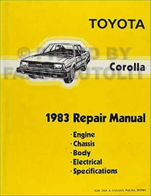 Manual De Taller Original De Reparación Del Toyota Corolla 1983 OEM Deluxe SR5 - Imagen 1 de 2